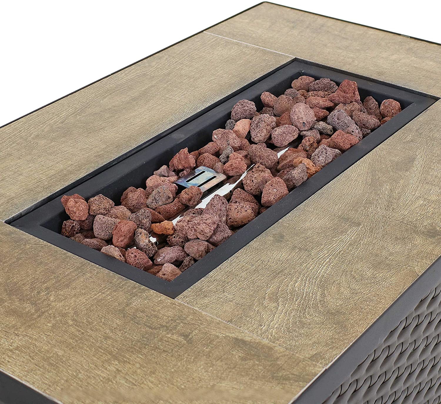 Resin Wicker Propane Outdoor Gas Firepit With Stainless Steel Burners