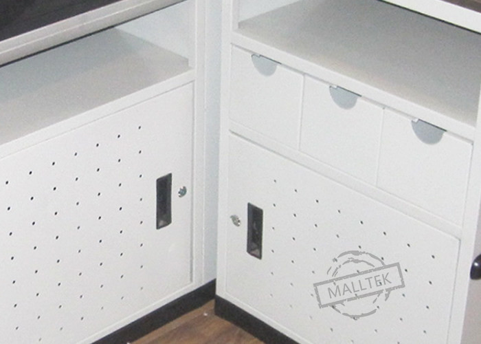 White Stainless Steel L Type Checkout Counter For Supermarket