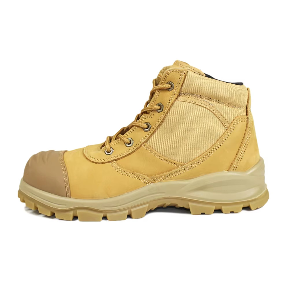 Nubuck Leather Zip Side Lace Up Anti Slip TPU Outsole Steel Toe Hiking Boots