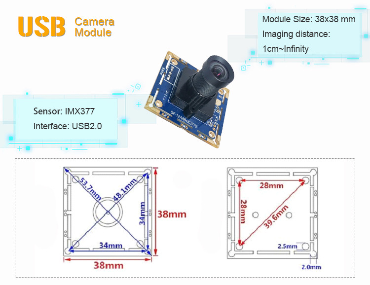Sony IMX377 CMOS Image Sensor Pcb Board USB Camera Module 38mm x 38mm
