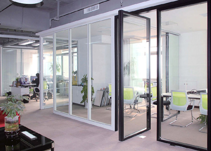 60mm Aluminum framed frameless single and double glass partition wall available Modern Workspaces