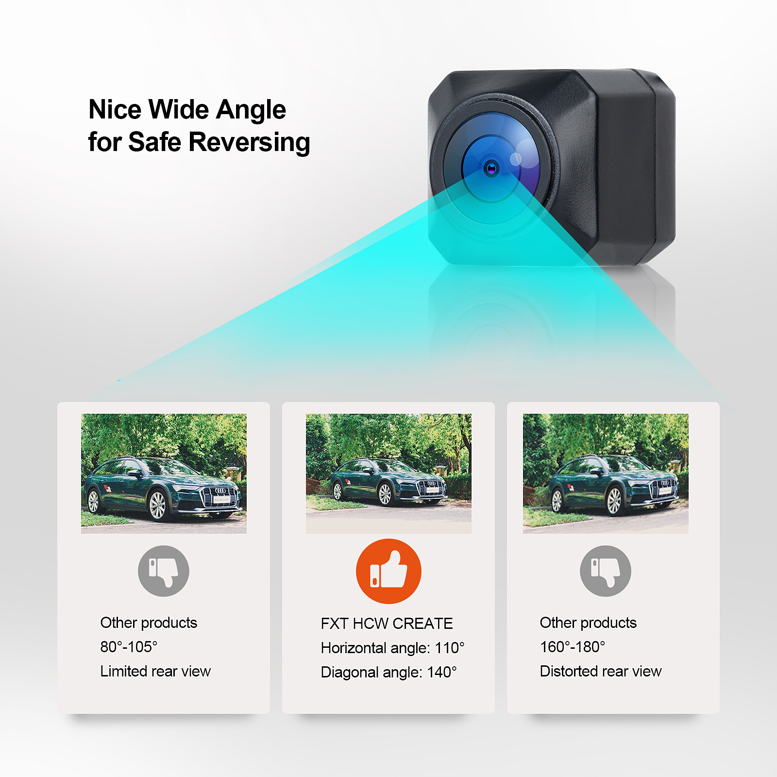 Black Wireless Digital Vehicle Rearview Camera High Definition Lens