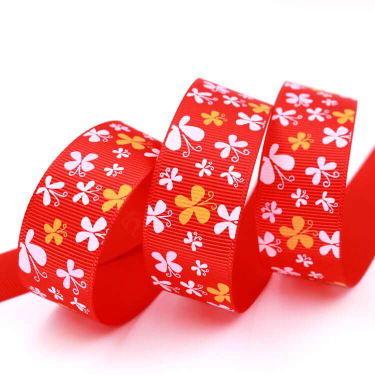 wholesale gold foil printed custom printed grosgrain ribbon