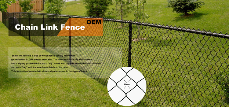 Iron Wire Mesh Chain Link Fence With 60x60mm Mesh Size And 3mm Wire Diameter
