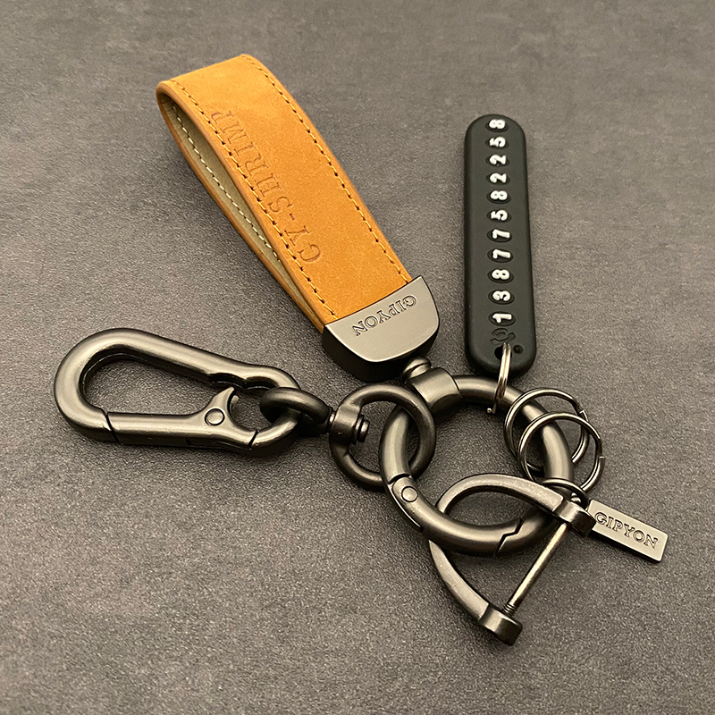 Scratchproof Colorfast Car Keychain Holder Genuine Leather For Car Fob