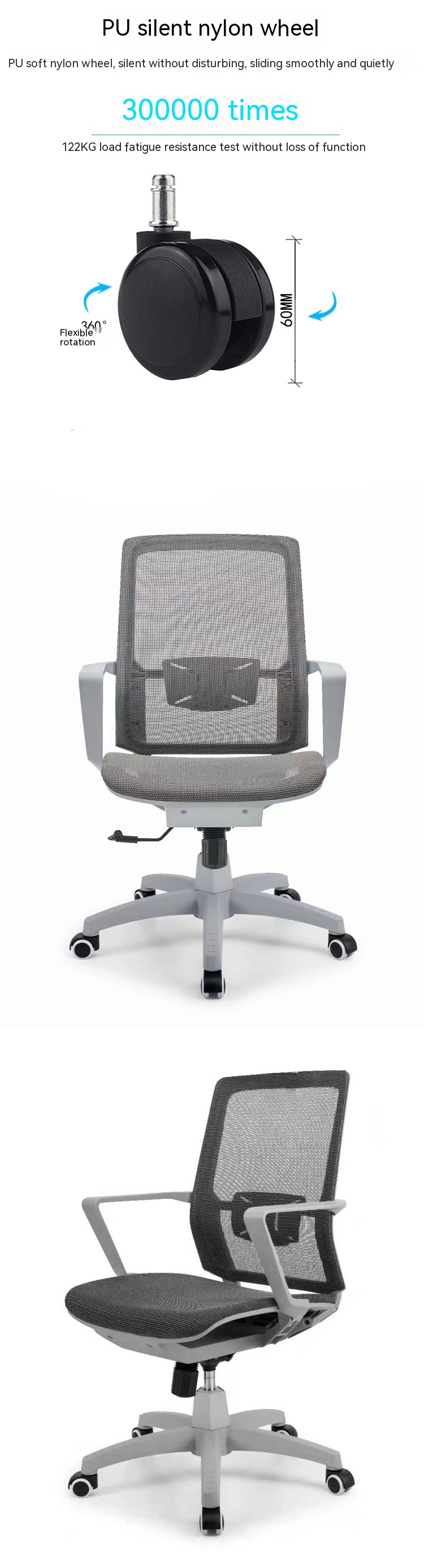 Adjustable Ergonomic Mesh Executive Office Chair with Swivel Wheels and Lumbar Support