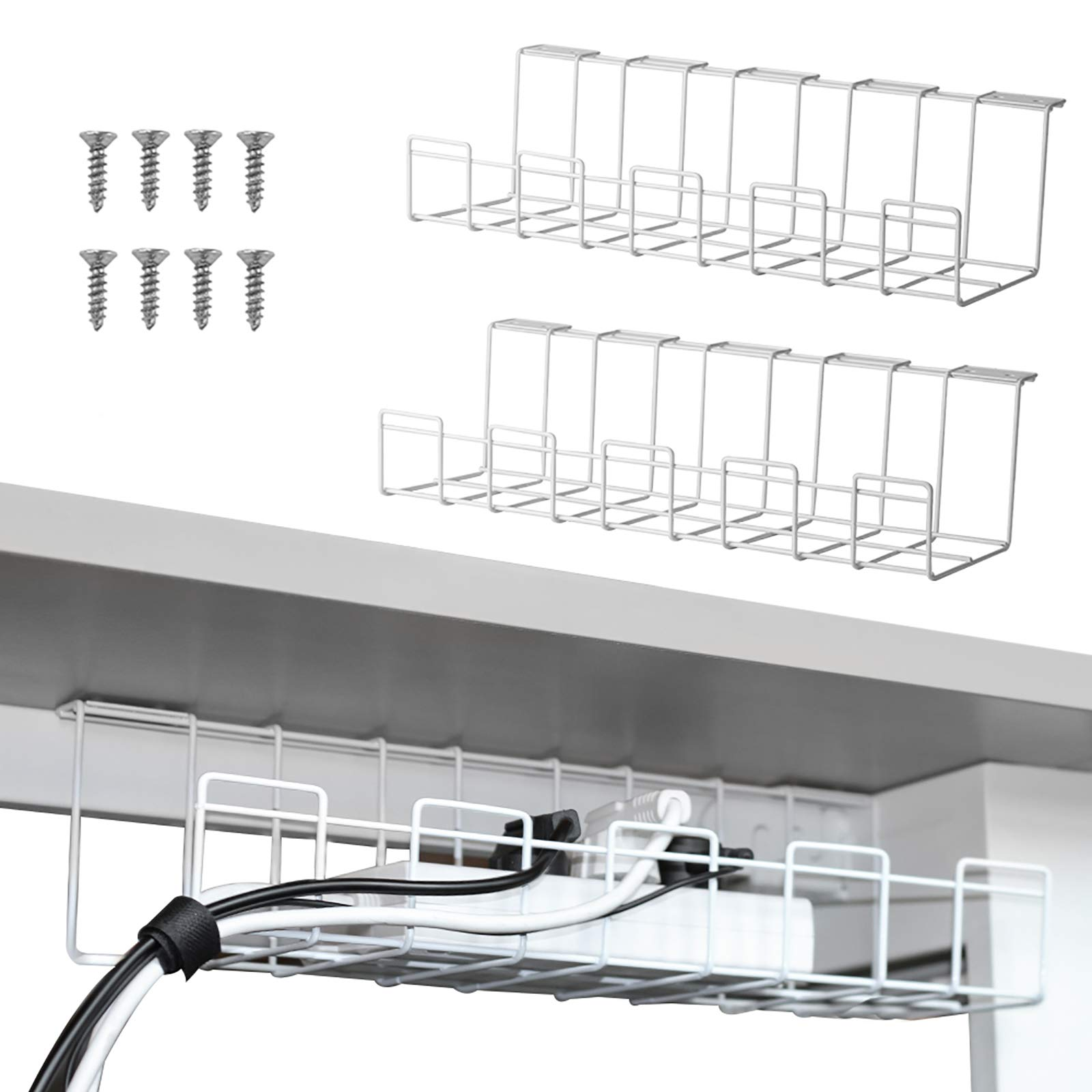 Office and Home Standing Desk Cable Tray Basket with Sturdy Metal and Flexible Design