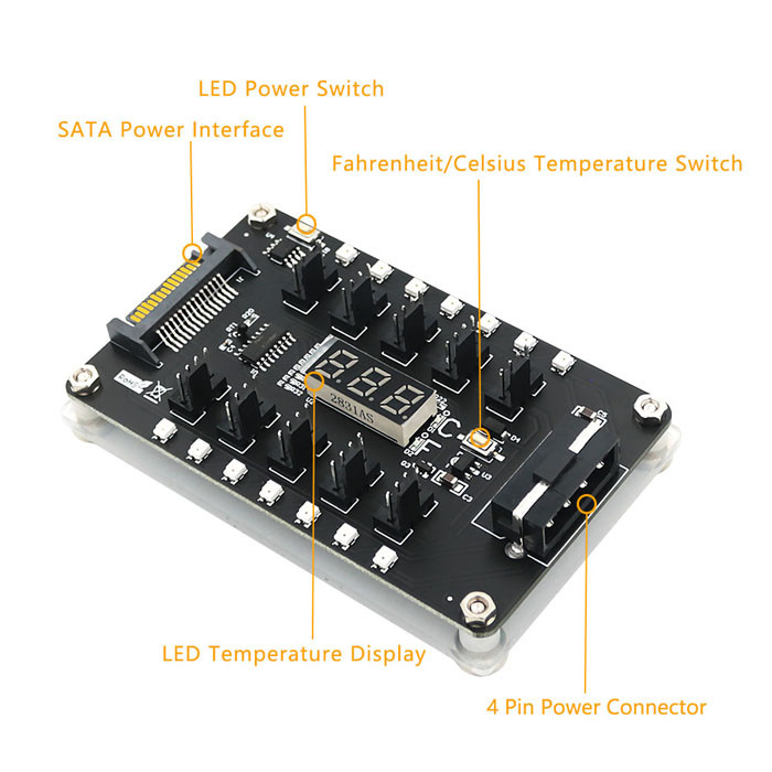DC 12v 3 4 Pin PWM Fan Hub Controller 3528 Colorful Flash LED SATA Cable