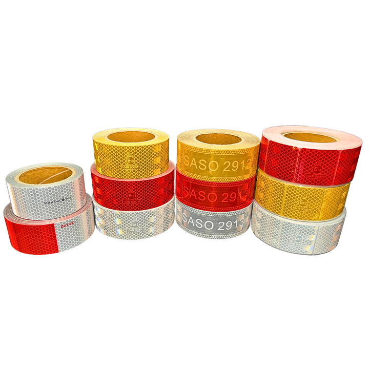 White Yellow Red ECE 104 R ECE-104 Hi Vis Adhesive Micro Prismatic Reflective Truck Vehicle Warning Tape Safety Marking