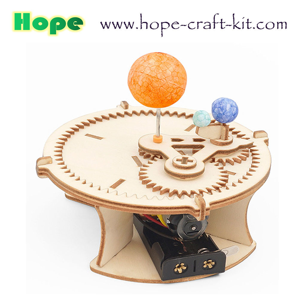 Science Earth Moon and Sun Solar Moving Orbit Experiment Wooden Color Model Toys Kids DIY Toys STEM astronomy Education