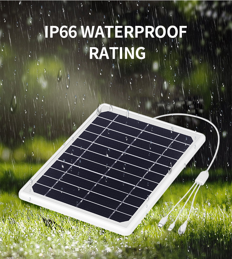 8W Waterproof Solar Powered Panel IP66 3 IN 1 Type Mini For Camping