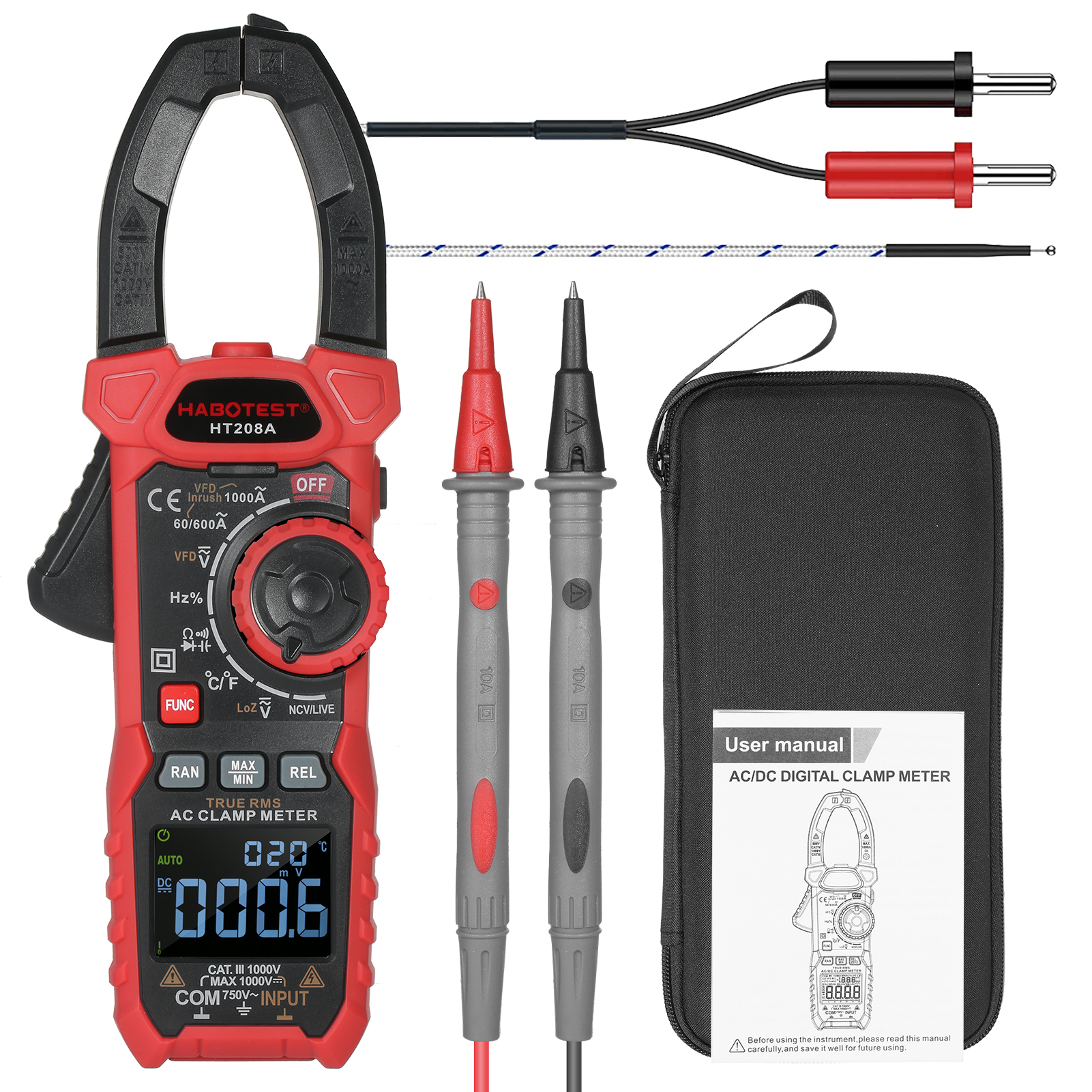 1000V DC AC Clamp Meter , 1000A Current Clamp Meters