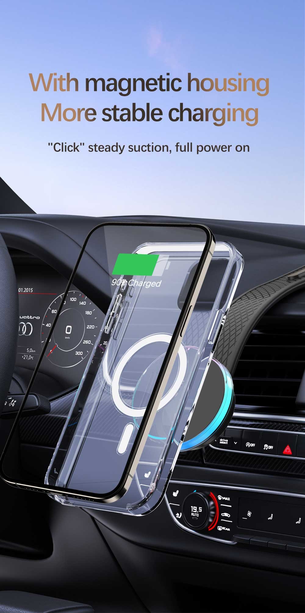 Magnetic Suction Type Vehicle-Mounted Wireless Charger for Stable Charging on the Go
