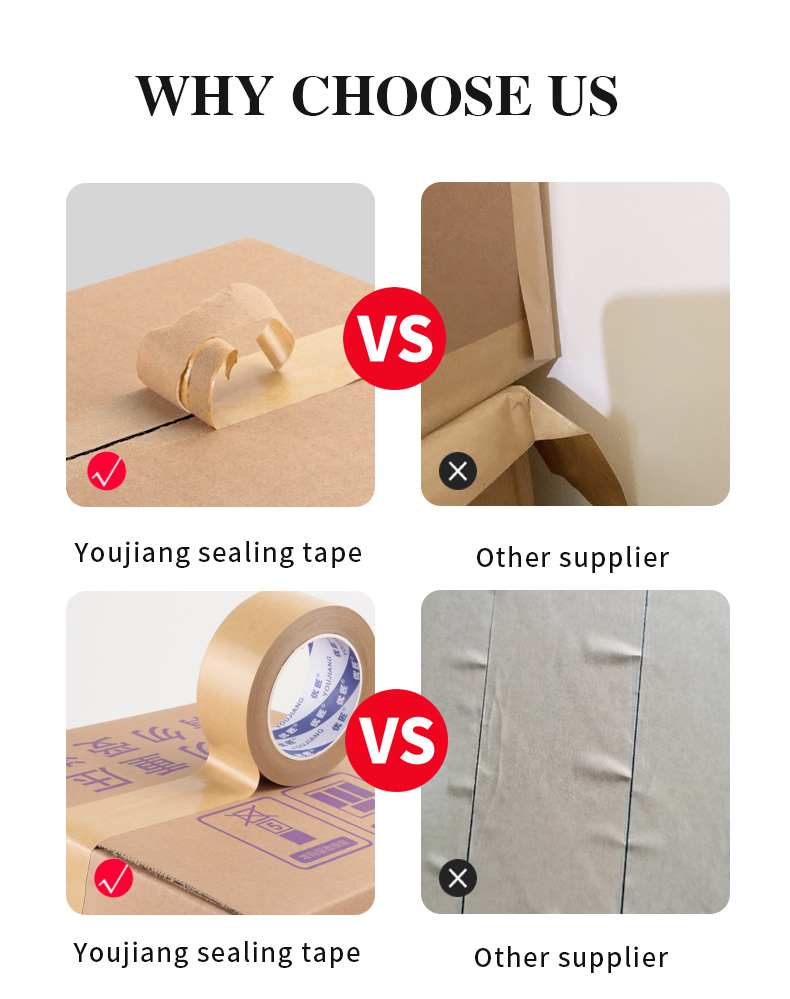 Customized Logo Waterproof Kraft Paper Packaging Tape Roll With Acrylic Adhesive
