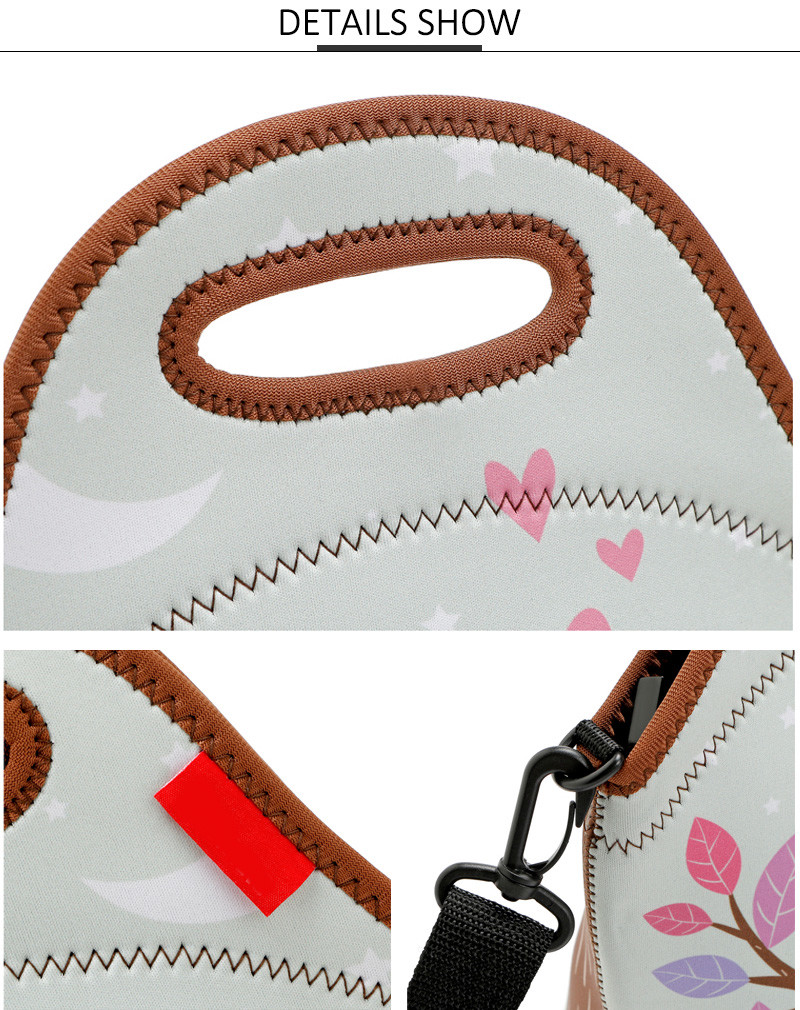 Heat Sealed Neoprene Lunch Bags With Shoulder Strap