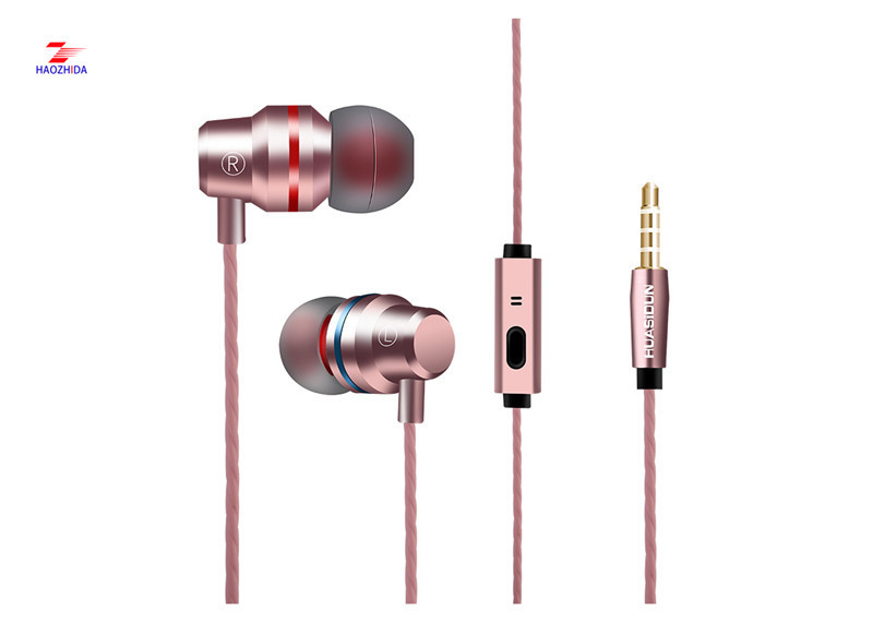 Haozhida small ear buds with mircophone volume control answer calling and ring off earphone with 6 u Speaker Φ10mm