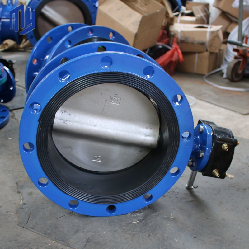 Industrial Diaphragm Structure Ductile Iron Double Flange Concentric Pn16 Butterfly Valve