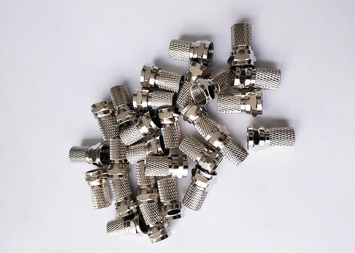 Nickel Plated Twist On Coax Connector 18mm For RG59 RG6(5C-FB) CATV Adaptor
