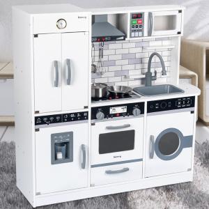 Buy cheap Large 82.5cm Refrigerator Wooden Miniature Kitchen Set Stove White Black product