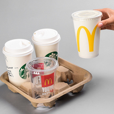 ISO 8oz-32oz Pulp Paper Takeaway Coffee Holder 4 Cup Carrier Tray
