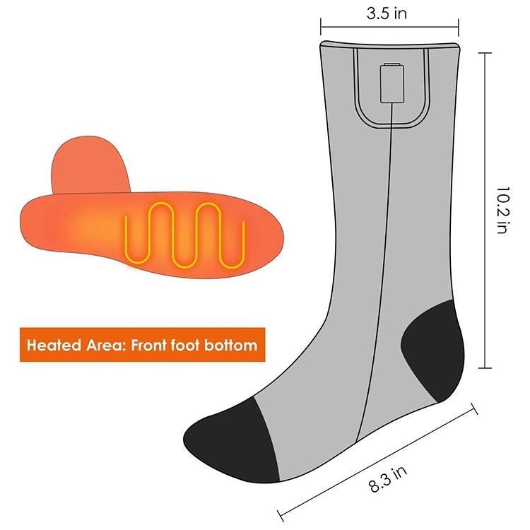 7.4V Battery Operated Warm Socks For Outdoor Sports