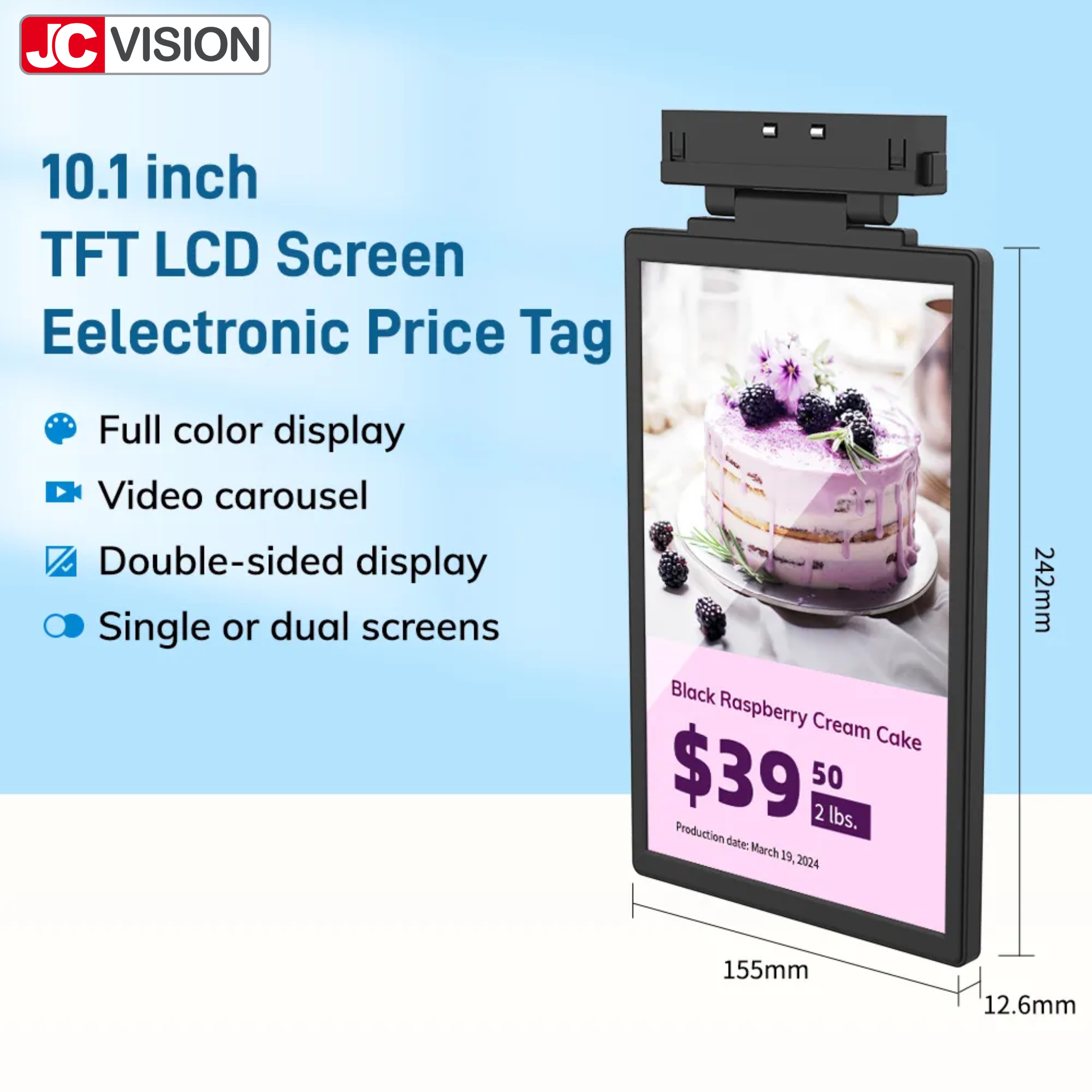 JCVISION Easy To Install Digital Signage Display Electronic Shelf Label LCD Display TFT Technology