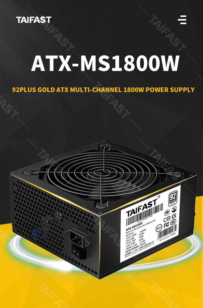 1800W Mining Rig Power Supply 92PLUS 8GPU ATX Ethereum Miner Machine