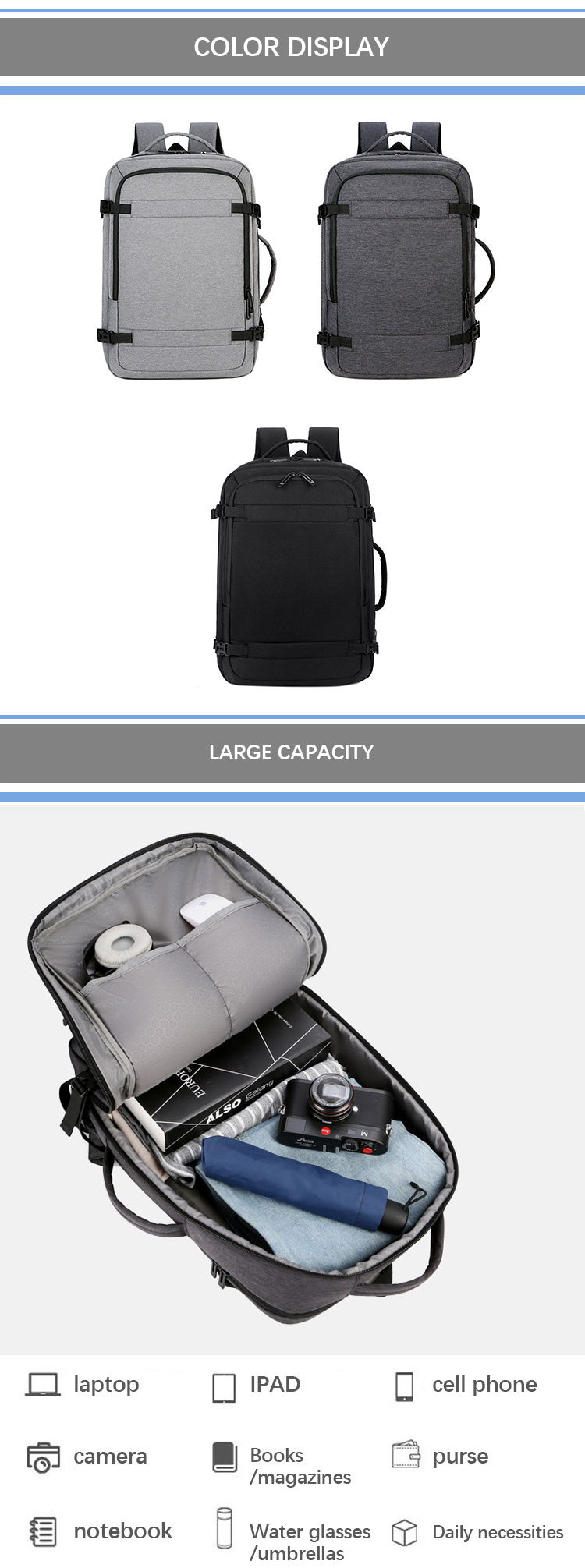 Shoulder Mens Smart Backpacks Multifunction Business Laptop Bag Customized Logo