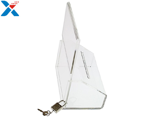 Custom Clear Acrylic Sign Holders Transparent Election Ballot Box With Lock