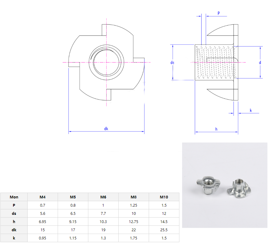 Direct Stainless Steel Tee Nut for M3 M4 M5 M6 M8 M10 M12 Fastener Heavy Industry Chrome Plated Performance