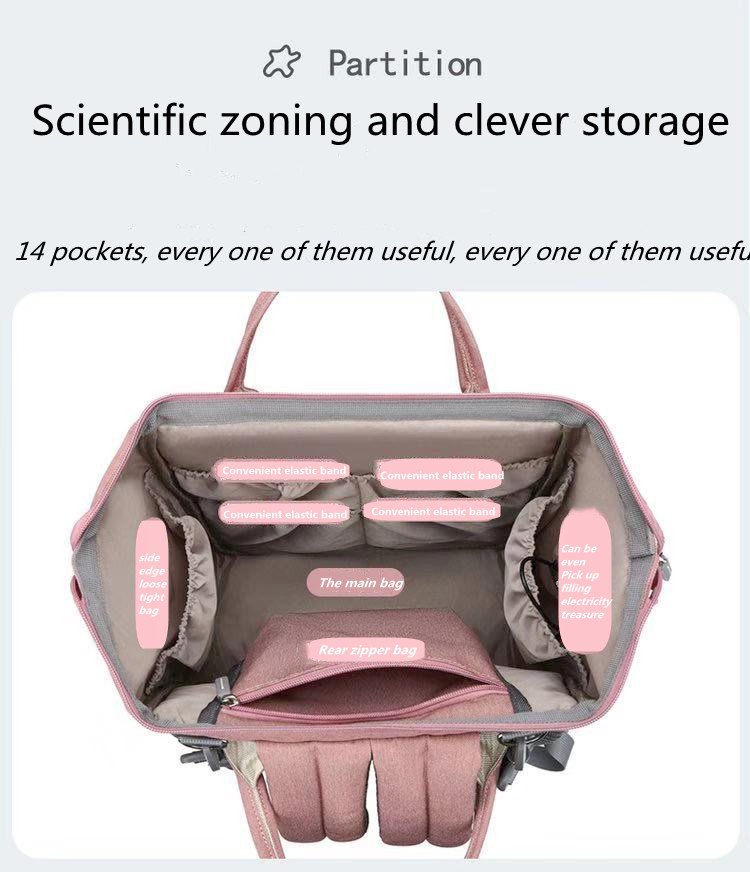 Convenient 600d Polyester Mommy Diaper Bag Travel Mommy Bag With Crib