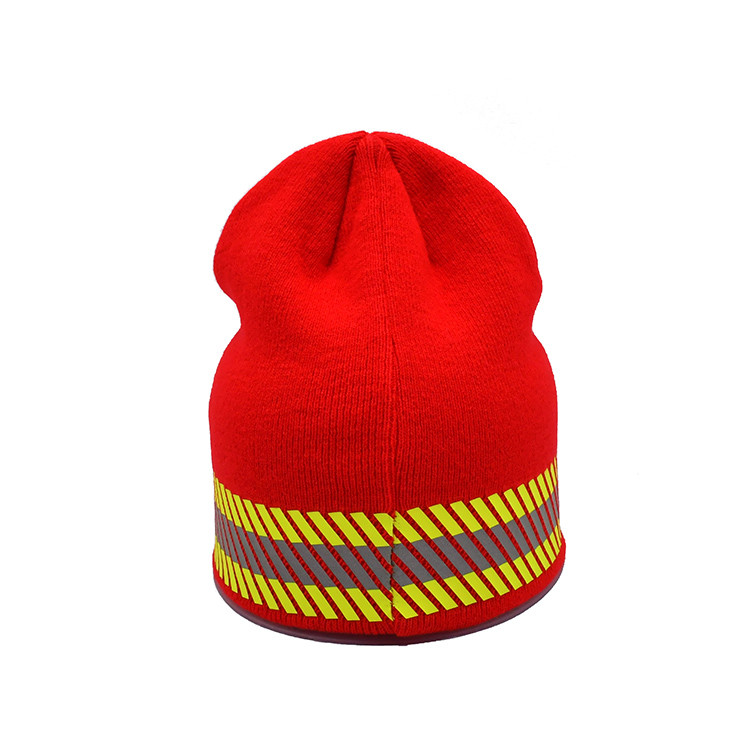 Outdoor Knit Beanie Hats Reflective Striped 3M Thinsulate Lined High Visibility Fluorescent Safety Watch Cap