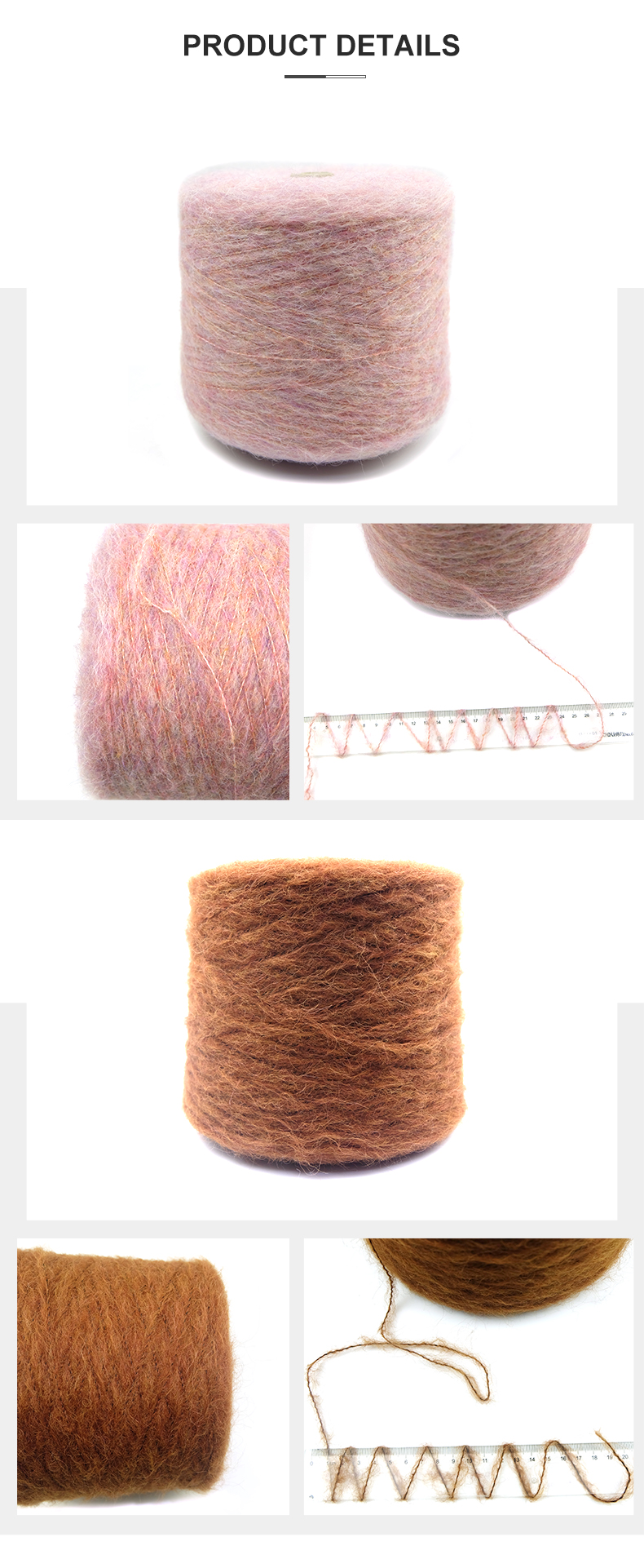 Fluffy Brushed Yarn Lighter Long Fiber Hairy Alpaca Knitting Yarn Custom