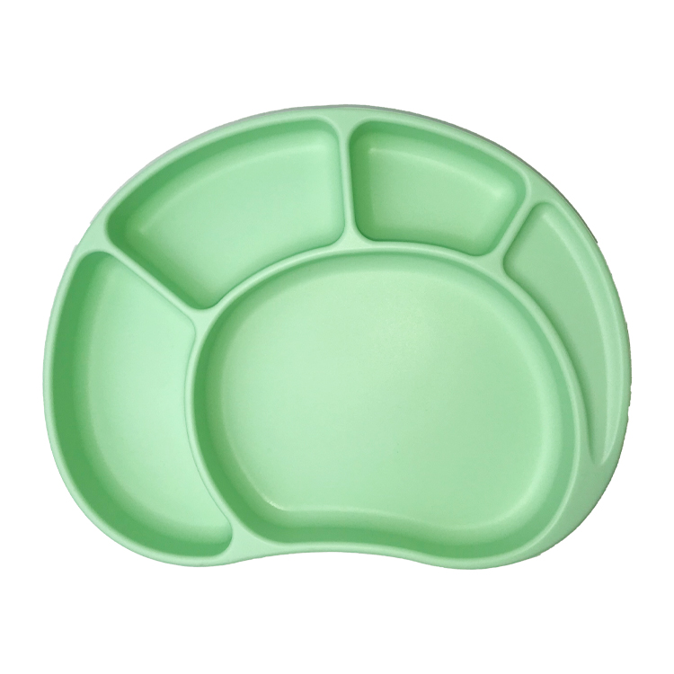 Baby Tableware Feeding Plate Customized Shape Food Grade Green Divided
