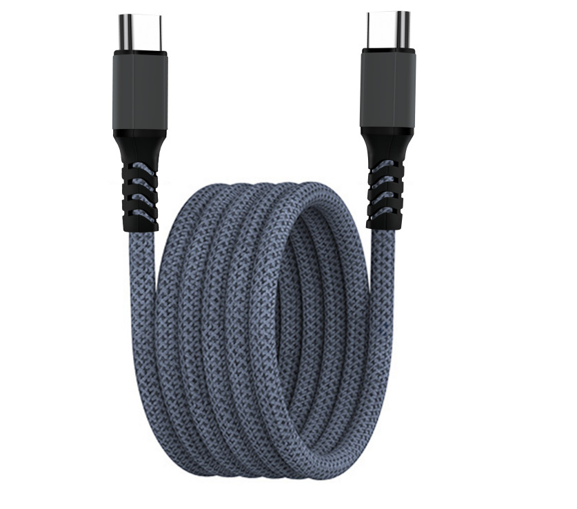 Magnetic Type C To Type C 60W / 100W Nylon Braided Data Cable Iphone Charger Cable