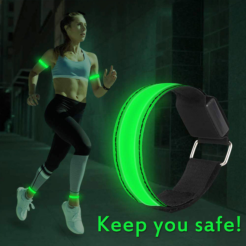 Rechargeable led luminous arm with LED reflective bracelet luminous with fun run outdoor sports running lights