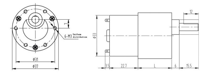 600rpm 24V Small DC Gear Motors With Hall Encoder