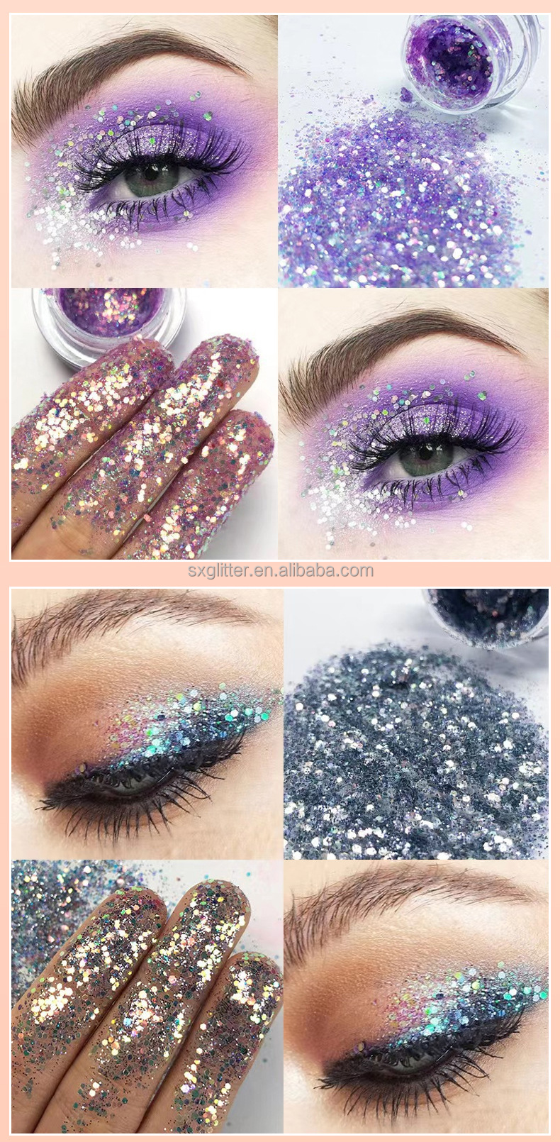 Craft Glitter Gel Body Mermaid Sequins Skin Long Lasting Sparkling Cream Eye Shadow for Customized Shape Hair and Nail