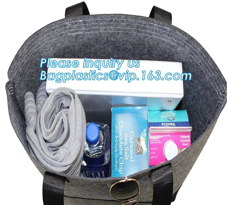 Eco-Friendly Grey Reusable Felt Grocery Shopping Handbag Tot Bag For Women Men,Mesh bags,Shopping bags, Drawstring bags,