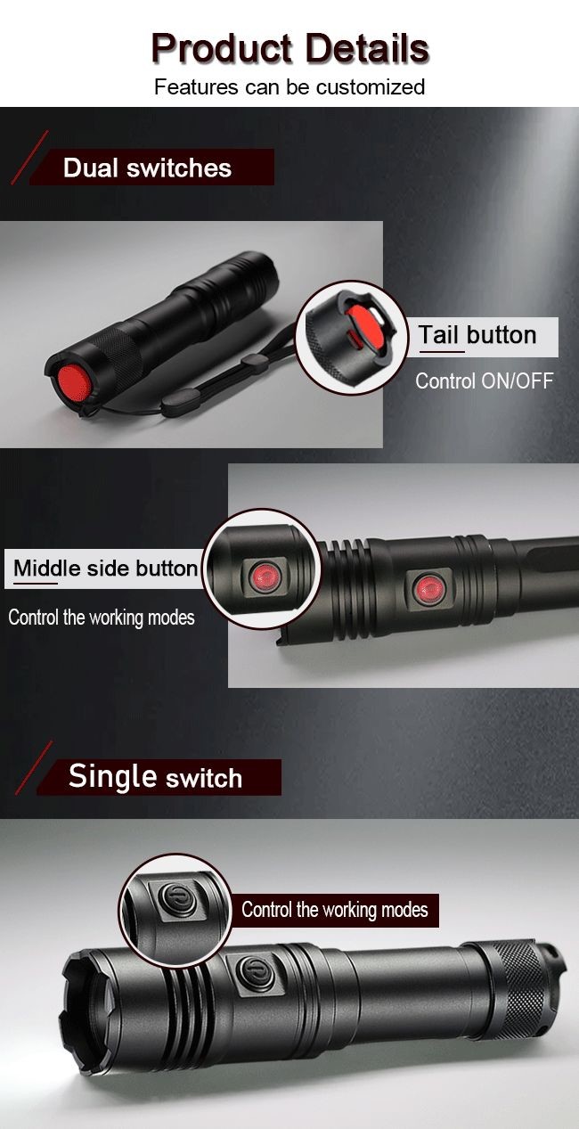 1200M Distance Laser LED Flashlight Water Resistant IP66 Dual Switch 400 Lumens