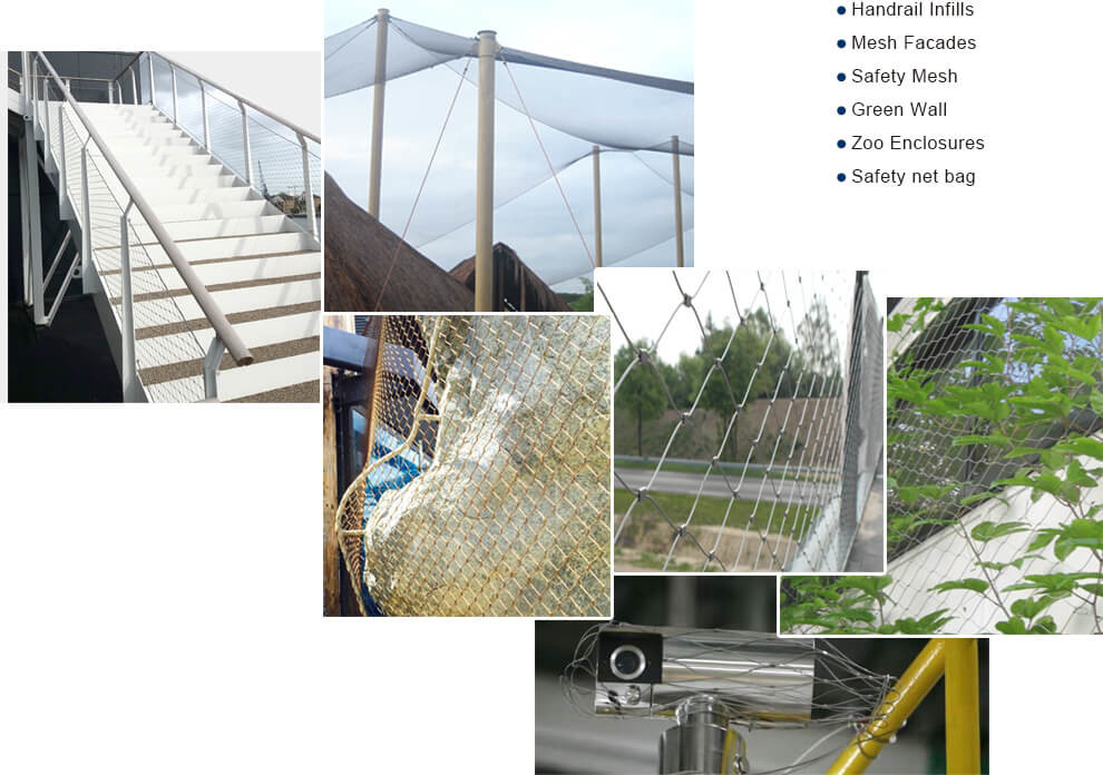 Flexible Stainless Steel Cable Mesh , Stainless Steel Aviary Mesh For Bird Zoo Fence