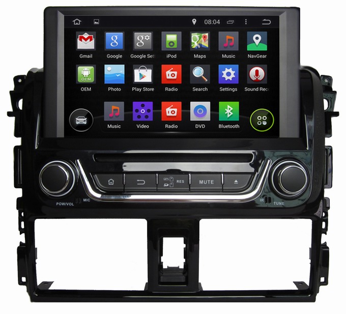 Ouchuangbo Pure Android 4.4 Car PC Stereo Radio DVD System for Toyota Yaris 2014 GPS Navi