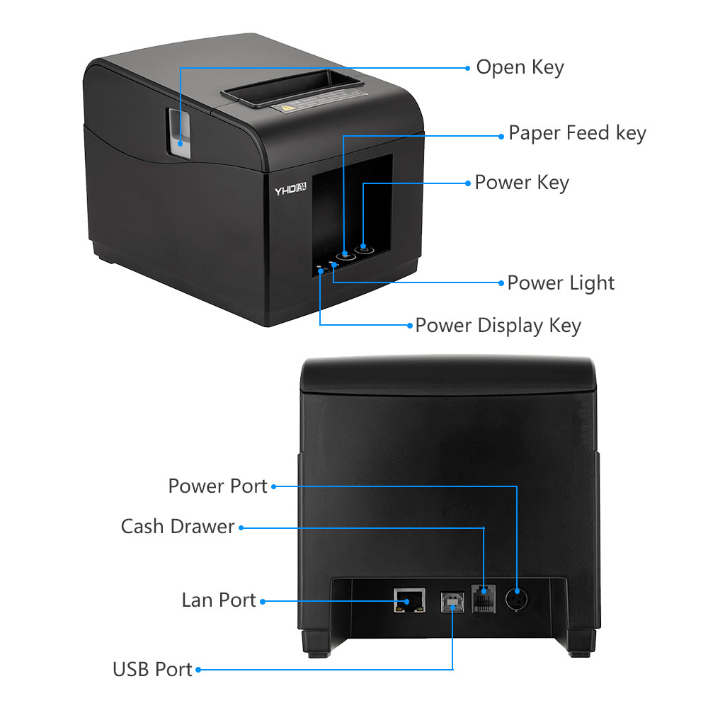 Desktop Receipt 80 Mm Thermal Printer For Pos System Printing YHD-80E