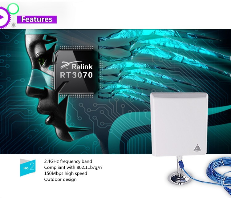 USB Desktop PC Wifi Antenna , 150mbps High Gain Router Antenna