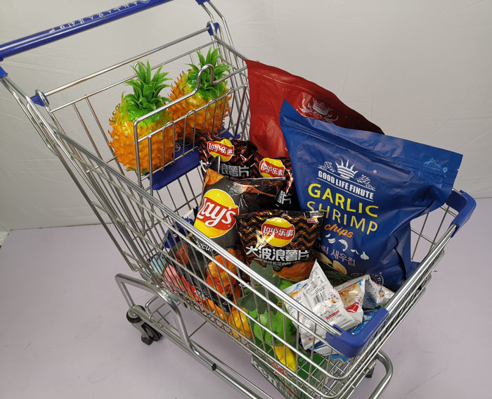 125L Regular Size Supermarket Metal Trolley Powder Coating Warehouse Shopping Trolley