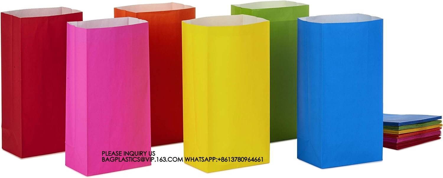 Solid Color Party Favor And Wrapped Treat Bags Blue, Red, Green, Yellow, Orange, Pink For Birthdays