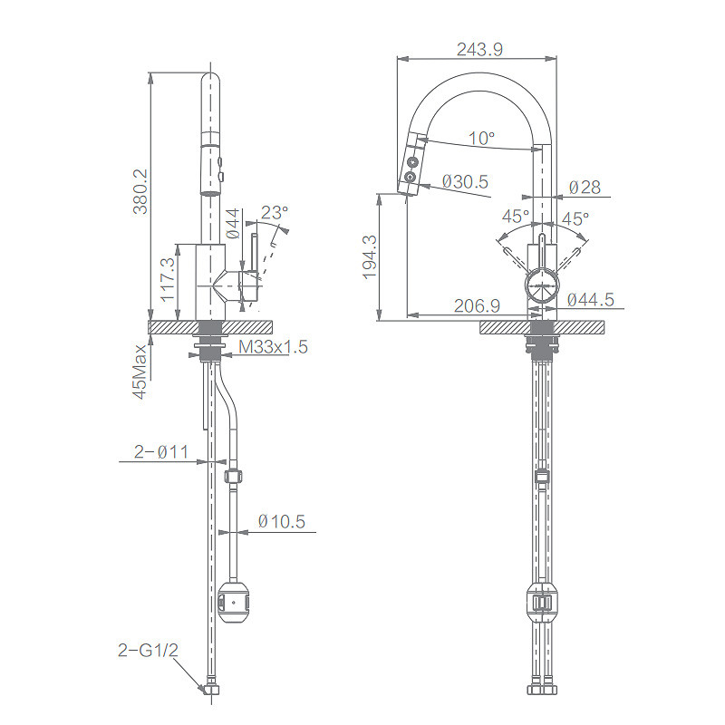 ACY11W14 Kitchen Mixer Faucet , G1/2 Single Hole Kitchen Tap