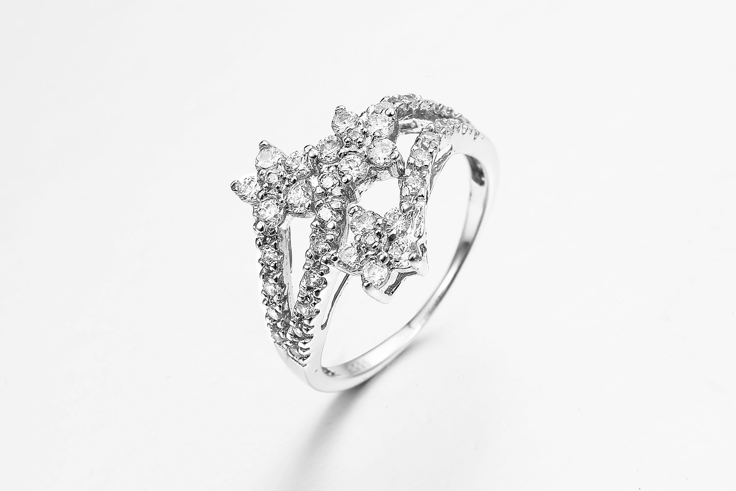 Cluster Sterling Silver CZ Stackable Rings 2.7g Cubic Zirconia Stackable Bands
