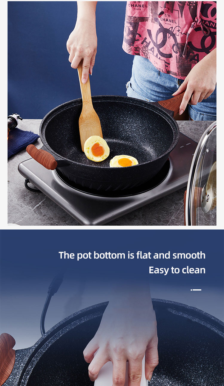 Wholesale Custom 32cm Aluminum Frying Pan Maifan Stone Coating Non Stick Cooking Pot Frying Pan