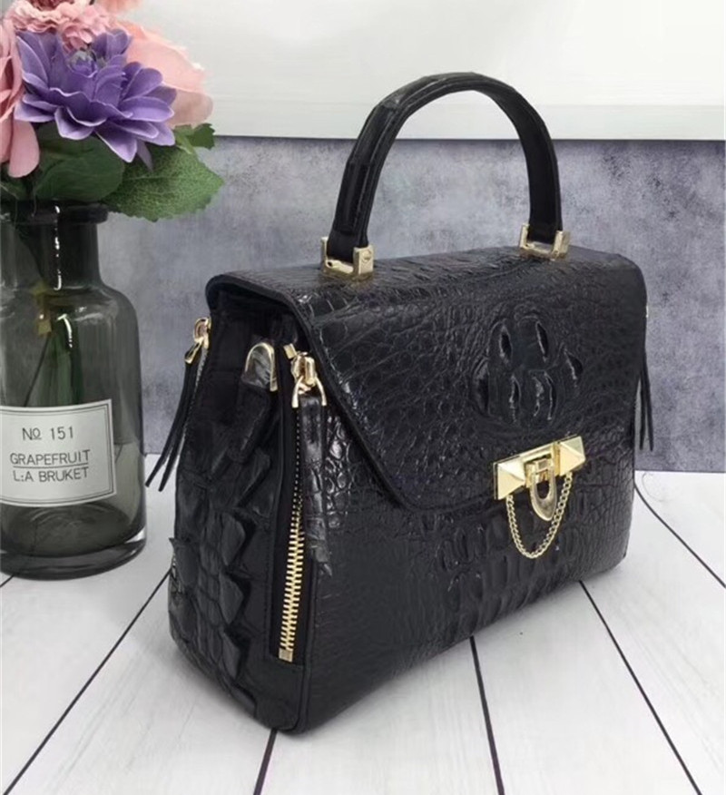 Exotic Genuine Crocodile Skin Woman Orange Purse Authentic Alligator Leather Lady Handbag Female Crossbody Shoulder Bag